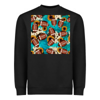 Black football turquoise cowhide sunflower seamless pattern Heavyweight Sweatshirt - JahusDesignShop