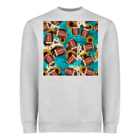 Heather Grey football turquoise cowhide sunflower seamless pattern Heavyweight Sweatshirt - JahusDesignShop