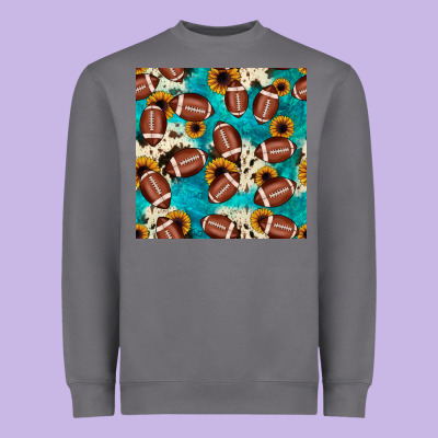 Football Turquoise Cowhide Sunflower Seamless Pattern Heavyweight Sweatshirt Designed By Jahusdesignshop