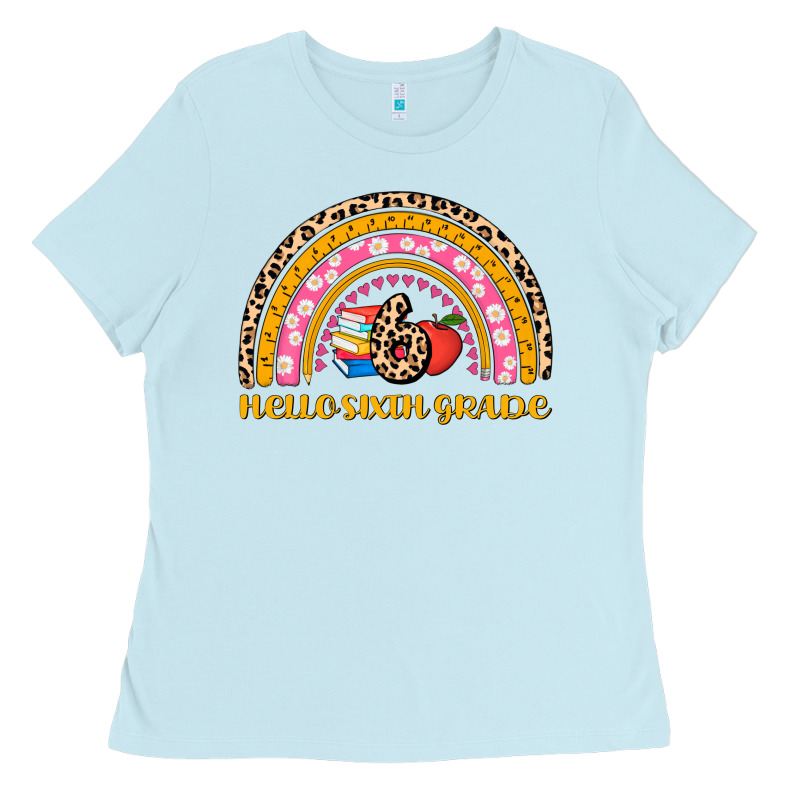 Back To School Rainbow Hello Sixth Grade Ladies Tee by AdoDesignShop | Teevron