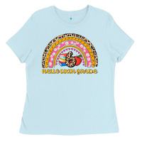 Baby Blue back to school rainbow hello sixth grade Ladies Tee - AdoDesignShop