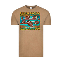 Vintage Coffee football turquoise sunflower Vintage Tee - JahusDesignShop