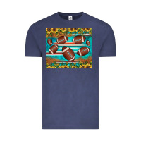 Vintage Denim football turquoise sunflower Vintage Tee - JahusDesignShop