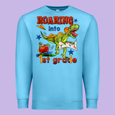 Roaring Into 1st Grade Premium Sweatshirt Designed By Bundleandbundleshop