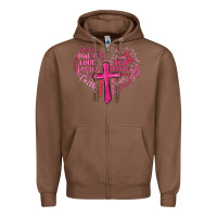 Chestnut jesus is love heart cross valentines day Zipper Hoodie - MaliasSmallBusiness