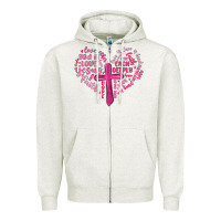 Oatmeal Heather jesus is love heart cross valentines day Zipper Hoodie - MaliasSmallBusiness