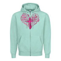 Seafoam jesus is love heart cross valentines day Zipper Hoodie - MaliasSmallBusiness
