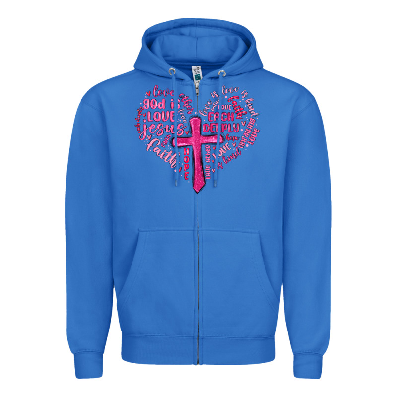 Jesus Is Love Heart Cross Valentines Day Zipper Hoodie by MaliasSmallBusiness | Teevron