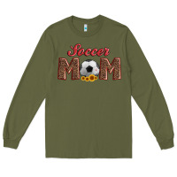 Army Green soccer mom with ball and sunflower Long Sleeve Tee - Artiststas