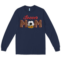 Navy soccer mom with ball and sunflower Long Sleeve Tee - Artiststas