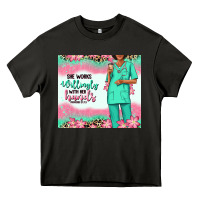 Asphalt she works willingly with her hands afro nurse Heavy Core Tee - RanaPortraitStore