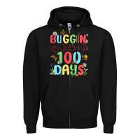 Black buggin my teacher for 100 days Zipper Hoodie - MaliasSmallBusiness
