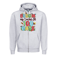 Heather Grey buggin my teacher for 100 days Zipper Hoodie - MaliasSmallBusiness