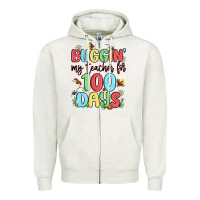 Oatmeal Heather buggin my teacher for 100 days Zipper Hoodie - MaliasSmallBusiness