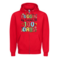 Red buggin my teacher for 100 days Zipper Hoodie - MaliasSmallBusiness
