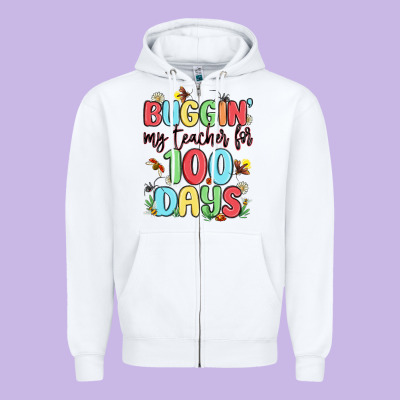 Buggin My Teacher For 100 Days Zipper Hoodie Designed By Maliassmallbusiness
