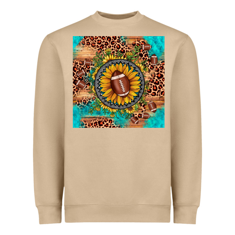 Football Leopard Turquoise Sunflower Seamless Pattern Heavyweight Sweatshirt by JahusDesignShop | Teevron