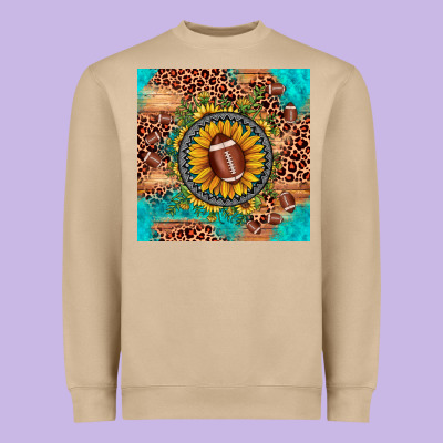 Football Leopard Turquoise Sunflower Seamless Pattern Heavyweight Sweatshirt Designed By Jahusdesignshop