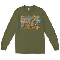 Army Green horseshoe leopard gemstone cactus background Long Sleeve Tee - AdoDesignShop