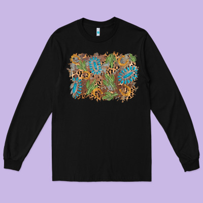 Horseshoe Leopard Gemstone Cactus Background Long Sleeve Tee Designed By Adodesignshop
