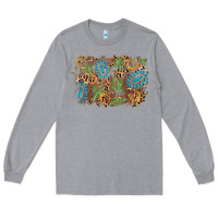Heather Grey horseshoe leopard gemstone cactus background Long Sleeve Tee - AdoDesignShop