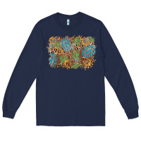 Navy horseshoe leopard gemstone cactus background Long Sleeve Tee - AdoDesignShop