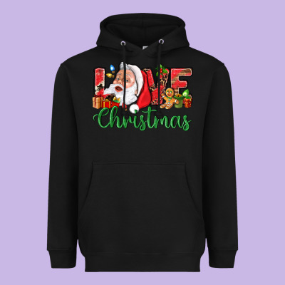 Love Christmas With Santa Heavyweight Hoodie Designed By Bundleandbundleshop