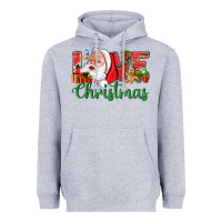 Heather Grey Love Christmas With Santa Heavyweight Hoodie - BundleAndBundleShop