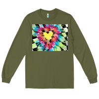 Army Green tie dye hearth shaped race flag background 3200x2400 Long Sleeve Tee - AdoDesignShop