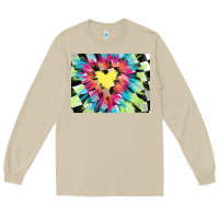 Mushroom tie dye hearth shaped race flag background 3200x2400 Long Sleeve Tee - AdoDesignShop