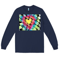 Navy tie dye hearth shaped race flag background 3200x2400 Long Sleeve Tee - AdoDesignShop