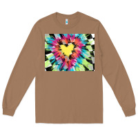 Toasted Coconut tie dye hearth shaped race flag background 3200x2400 Long Sleeve Tee - AdoDesignShop