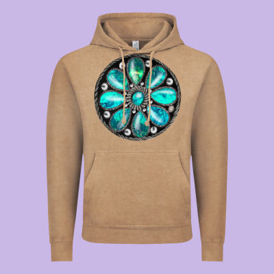 Turquoise Gemstone Vintage Hoodie Designed By Jahusdesignshop