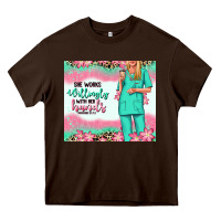 Chocolate Brown she works willingly with her hands blonde nurse Heavy Core Tee - RanaPortraitStore
