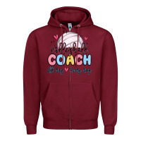 Burgundy volleyball coach all day every day Zipper Hoodie - MaliasSmallBusiness
