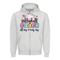 Dove Grey volleyball coach all day every day Zipper Hoodie - MaliasSmallBusiness