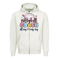 Oatmeal Heather volleyball coach all day every day Zipper Hoodie - MaliasSmallBusiness