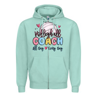 Seafoam volleyball coach all day every day Zipper Hoodie - MaliasSmallBusiness
