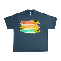 Midnight Navy Colored Triple Sunflower Brush Strokes Urban Heavy Tee - Bettercallsaul