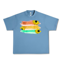 Pebble Blue Colored Triple Sunflower Brush Strokes Urban Heavy Tee - Bettercallsaul