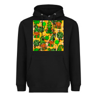Black St. Patricks gnomies seamless pattern Heavyweight Hoodie - BundleAndBundleShop