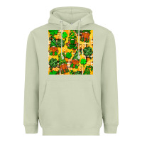 Matcha St. Patricks gnomies seamless pattern Heavyweight Hoodie - BundleAndBundleShop