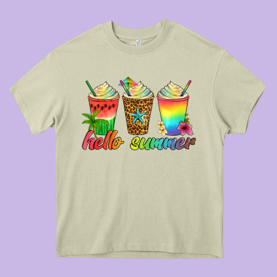Hello Summer Heavy Core Tee Designed By Artiststas