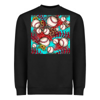 Black baseball leopard turquoise sunflower seamless pattern Heavyweight Sweatshirt - JahusDesignShop