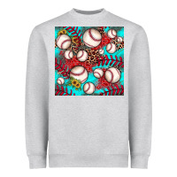 Heather Grey baseball leopard turquoise sunflower seamless pattern Heavyweight Sweatshirt - JahusDesignShop