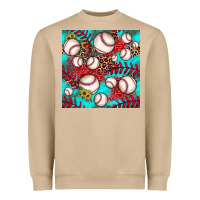 Mushroom baseball leopard turquoise sunflower seamless pattern Heavyweight Sweatshirt - JahusDesignShop