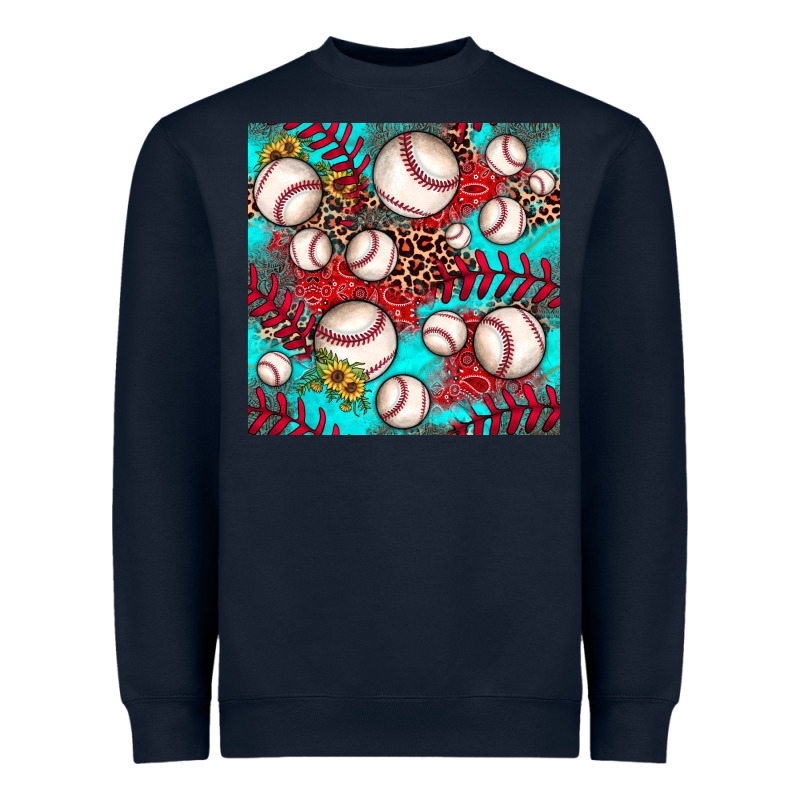 Baseball Leopard Turquoise Sunflower Seamless Pattern Heavyweight Sweatshirt by JahusDesignShop | Teevron