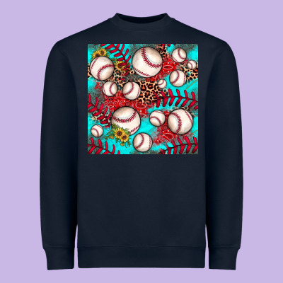 Baseball Leopard Turquoise Sunflower Seamless Pattern Heavyweight Sweatshirt Designed By Jahusdesignshop