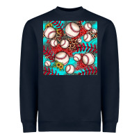 Navy baseball leopard turquoise sunflower seamless pattern Heavyweight Sweatshirt - JahusDesignShop