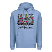 Colony Blue I Want Hippopotamus For Christmas Premium Hoodie - Bettercallsaul